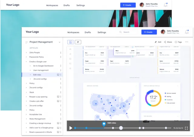 Snaplore workspace with a customized, branded knowledge base